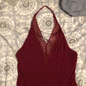 Halter, open back body suit